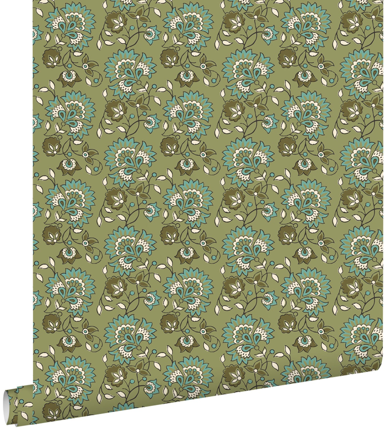 Tapeta zabytkowe kwiaty zielonym - 50 x 900 cm - ESTAHOME