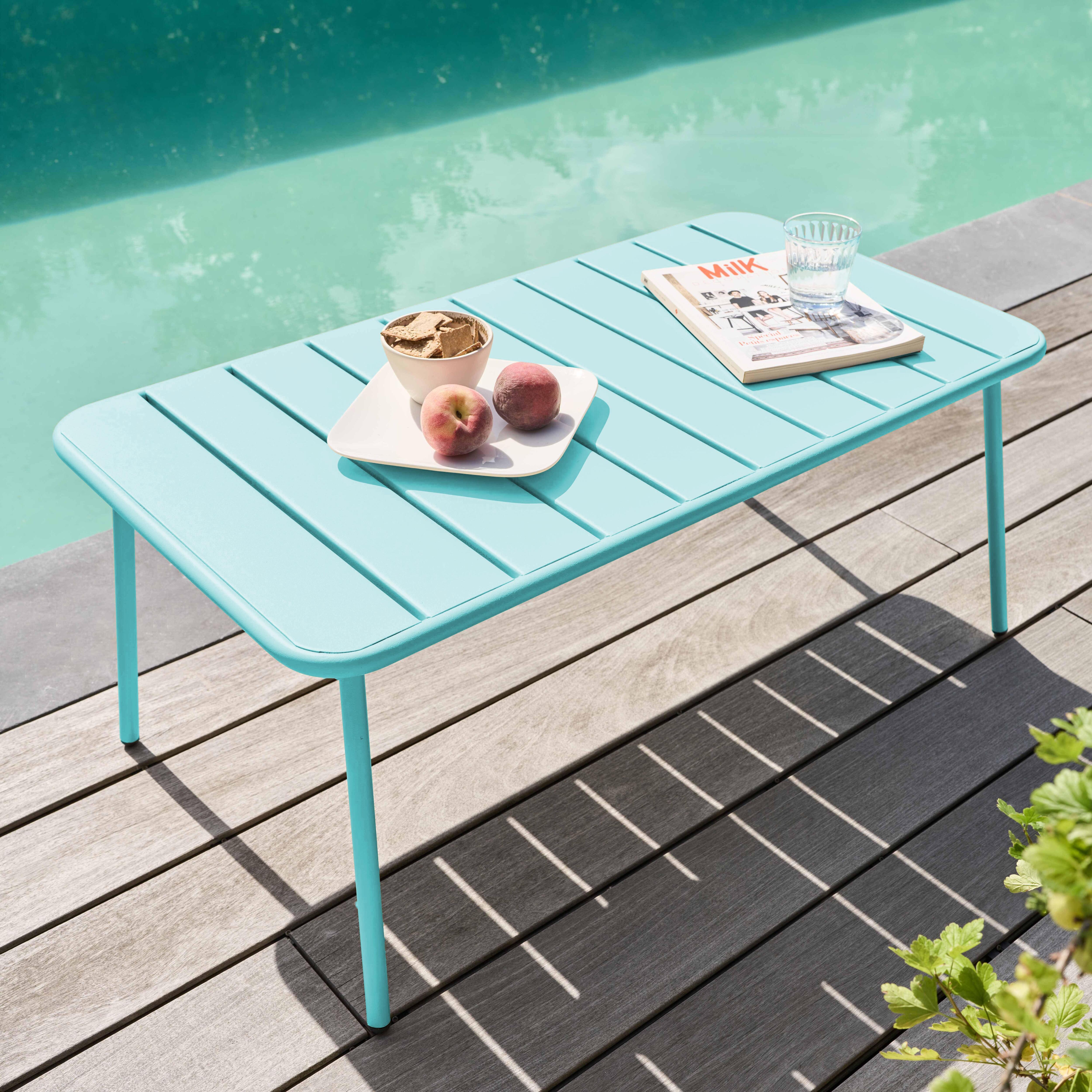 Table basse de jardin acier turquoise 90 x 50 cm , Palavas - Oviala - 2