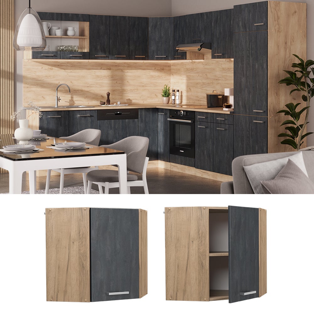 Vicco Elément haut de cuisine R-Line, Béton noir, 57cm - 2