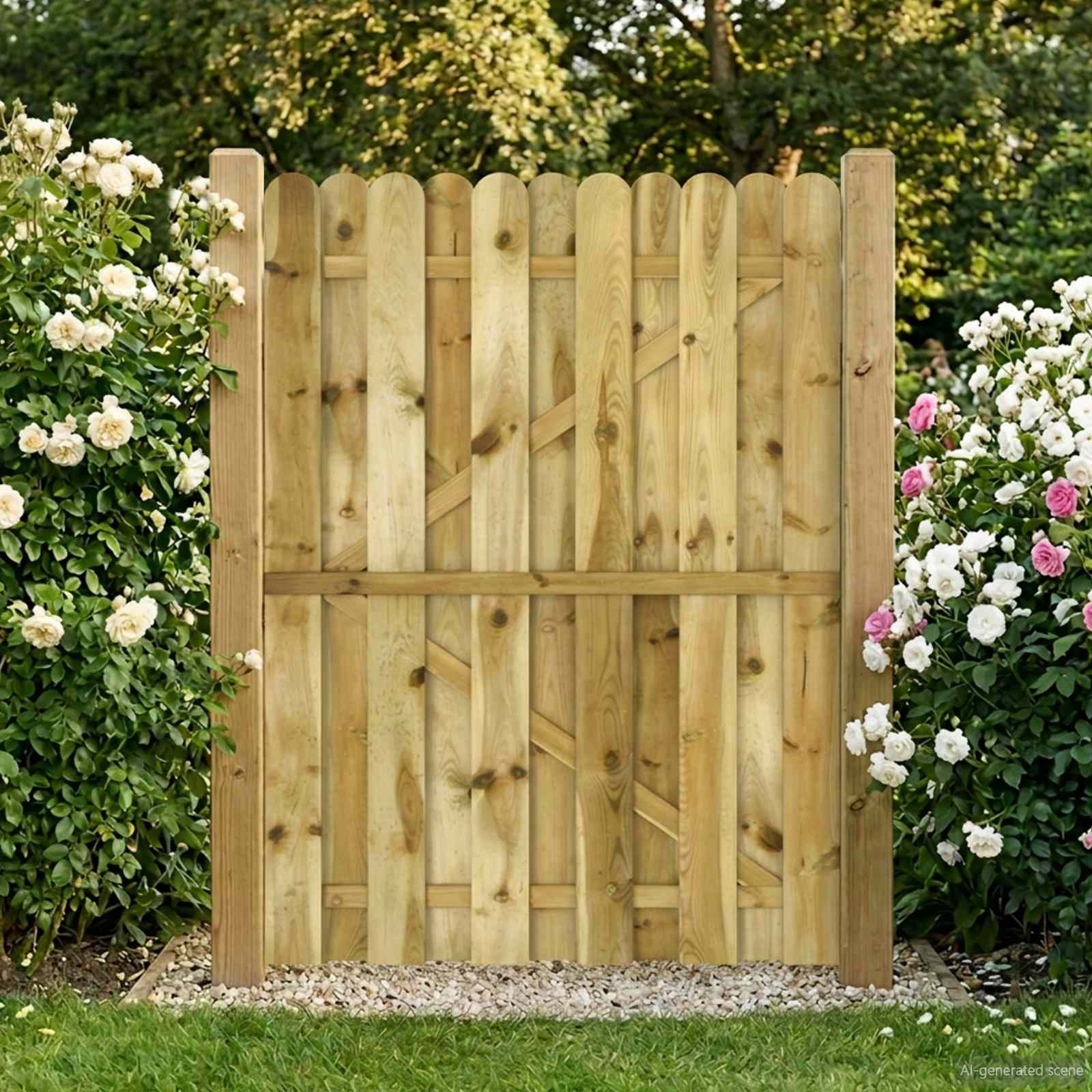 Vidaxl Puerta De Jardín 100 X 150 Cm Madera De Pino Maciza Verde , Leroy Merlin