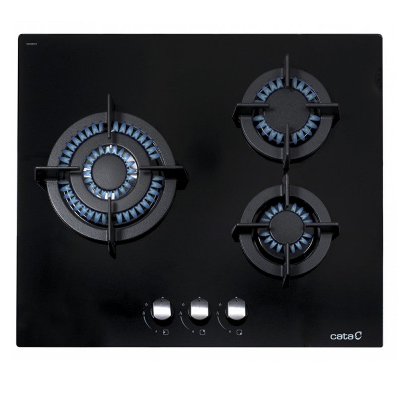 Cata Negro Placa De Gas Cci 6021 Bk 3 Fuegos 60Cm - Imagen 3