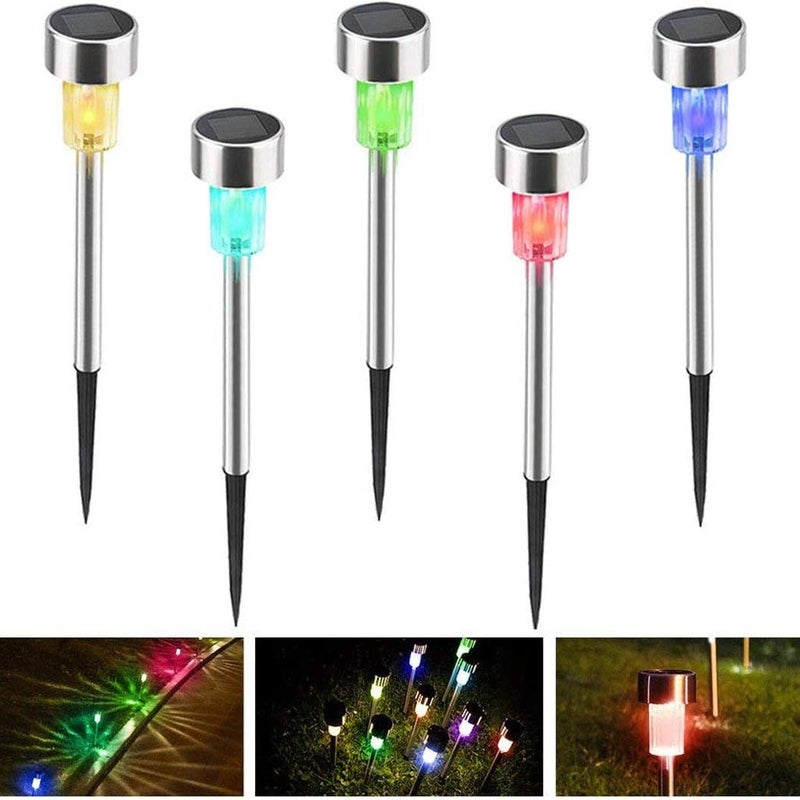5 LED solarna lampa ogrodowa, energooszczędna ścieżka ze stali nierdzewnej oświetla krajobrazy (wielokolorowa)