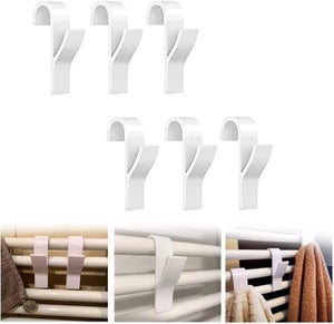 Lot De 12 Crochets Blancs Pour Radiateurs Ronds - Porte-serviettes, Accroche Vêtements Pour Salle De Bain