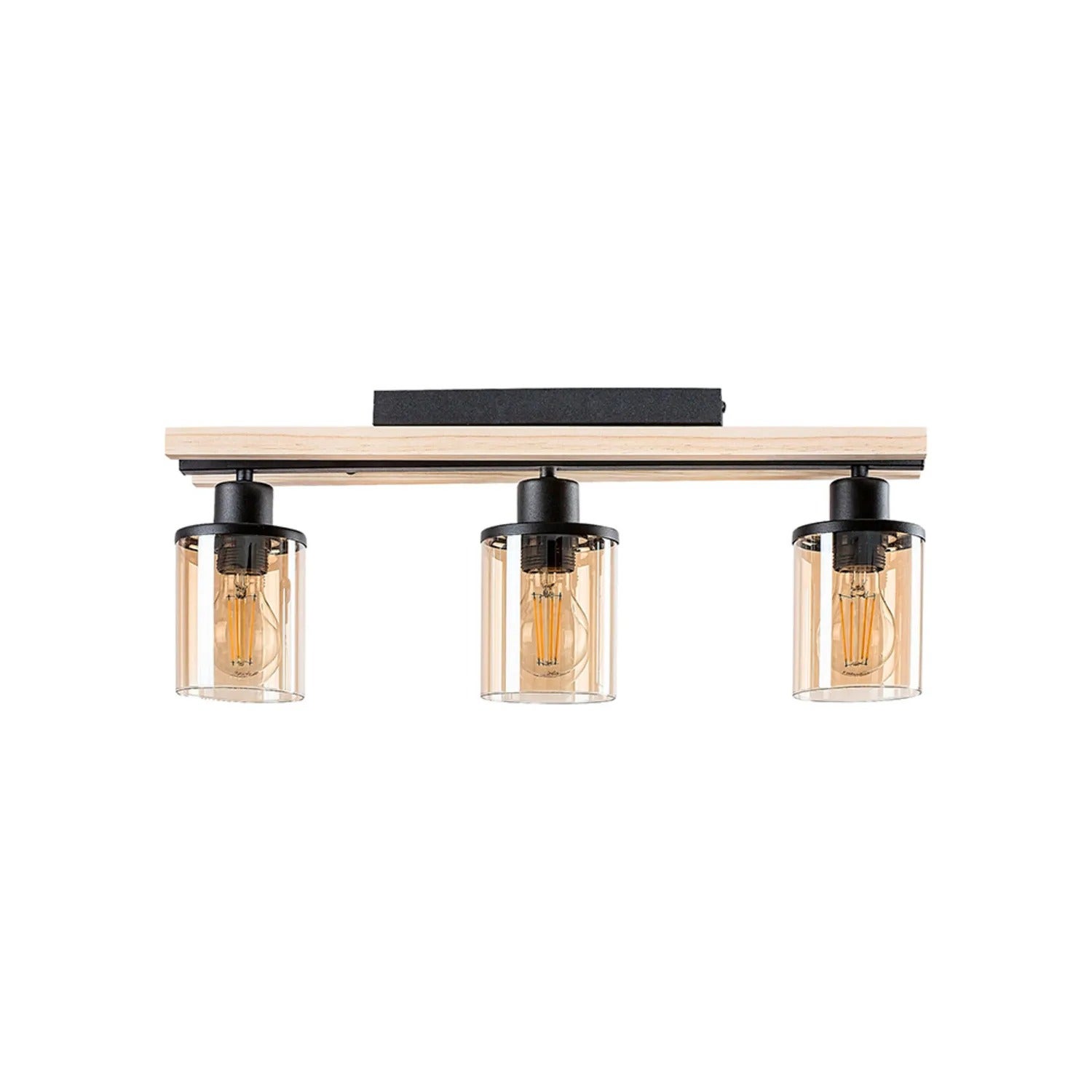 Lampa sufitowa Niylah czarno-bursztynowy 3xE27x25W drewno wym:21,5x55x9,5cm IP20 Rabalux
