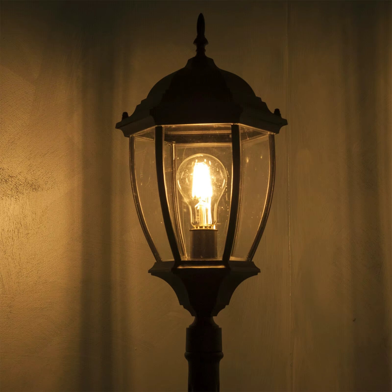 Farol jardín vintage New York 180cm casquillo E27 luz exterior patio avenida 230V IP44 COLOR NEGRO - 6