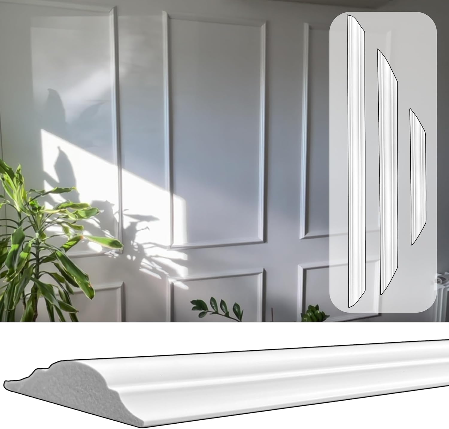 Set de moulures murales – Kit pour 6 cadres élégants en PS robuste, étanche, résistant et facile à poser – Design classique blanc JX88-W - 6