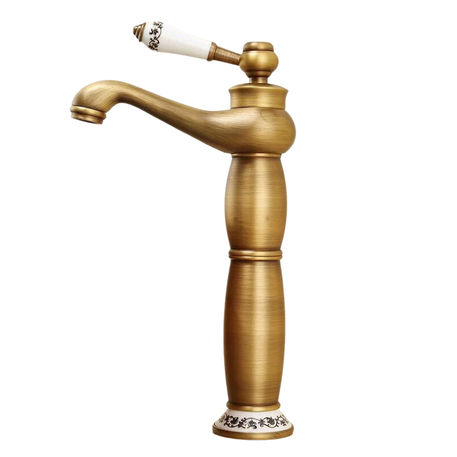 Bateria umywalkowa do łazienki, mosiężna, porcelanowa, w kolorze niebieskim i białym (wysoka)