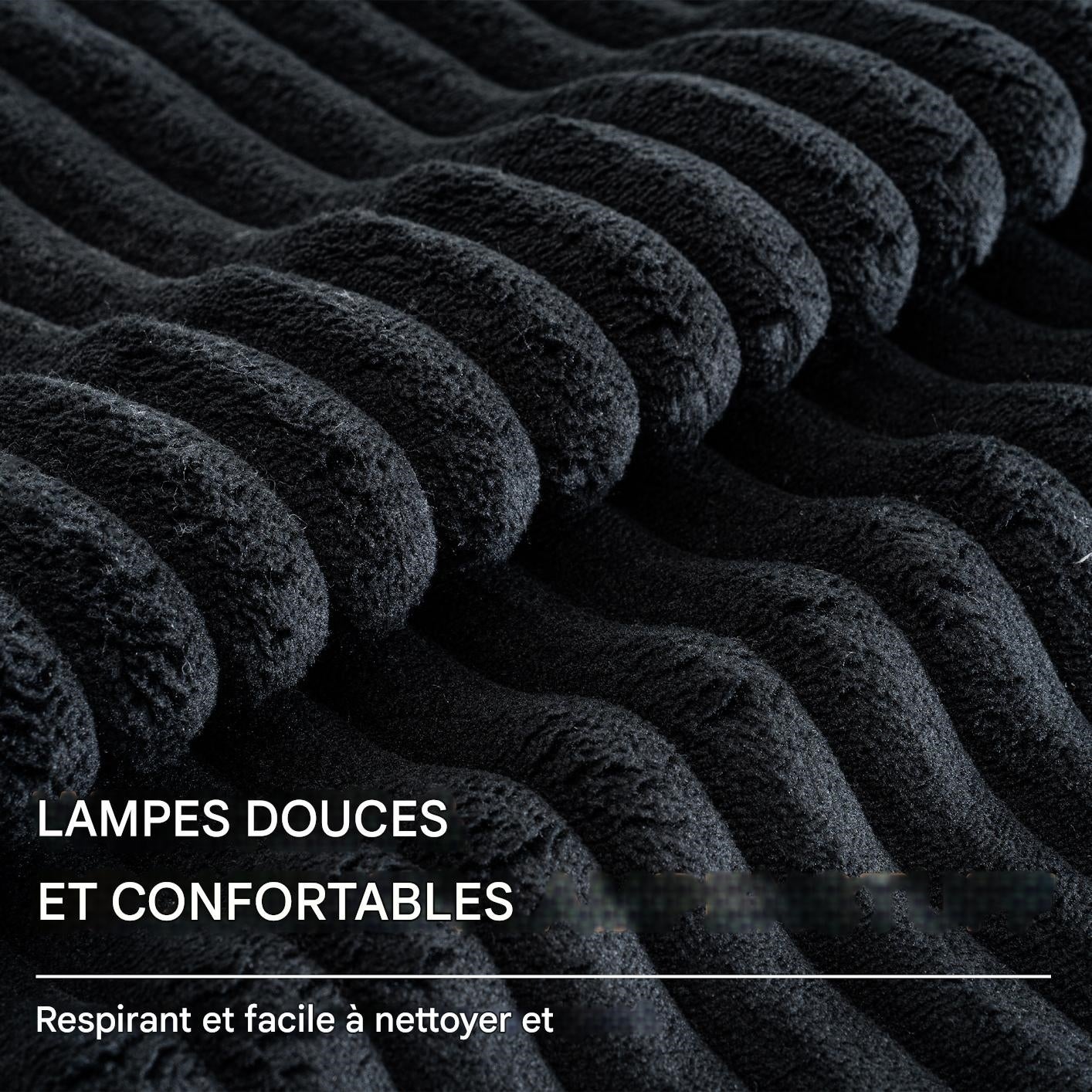 Canapé panoramique d'angle en U,4 places,Canapé modulable,accoudoirs,Velours côtelé,Étui à ressort + mousse haute résilience,Noir - 7