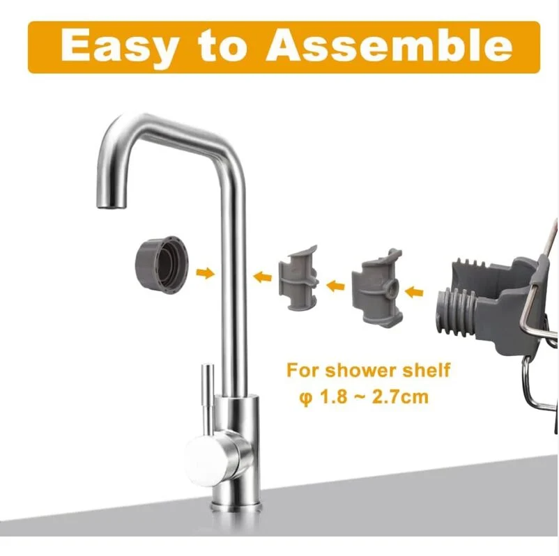 2x Étagère Douche Sans Percage Inox, Étagère Salle de Bain Télescopique Inoxydable, Tablette Support Douche, Porte Savon Barre Douche, Serviteur - 3