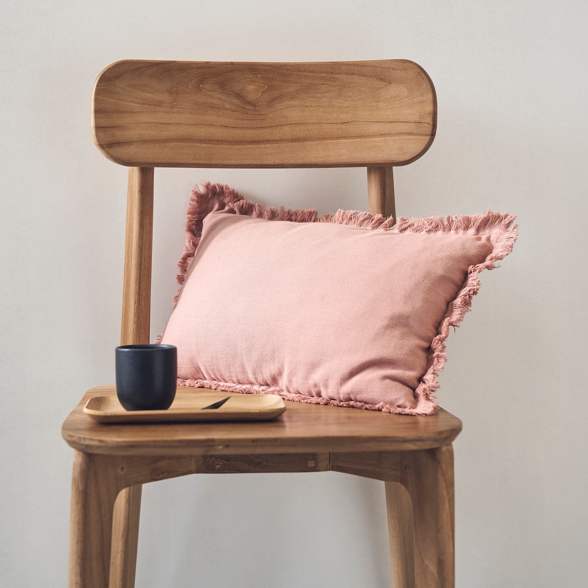 Coussin en gaze de coton rouge argile 30x50cm Colombe - 4