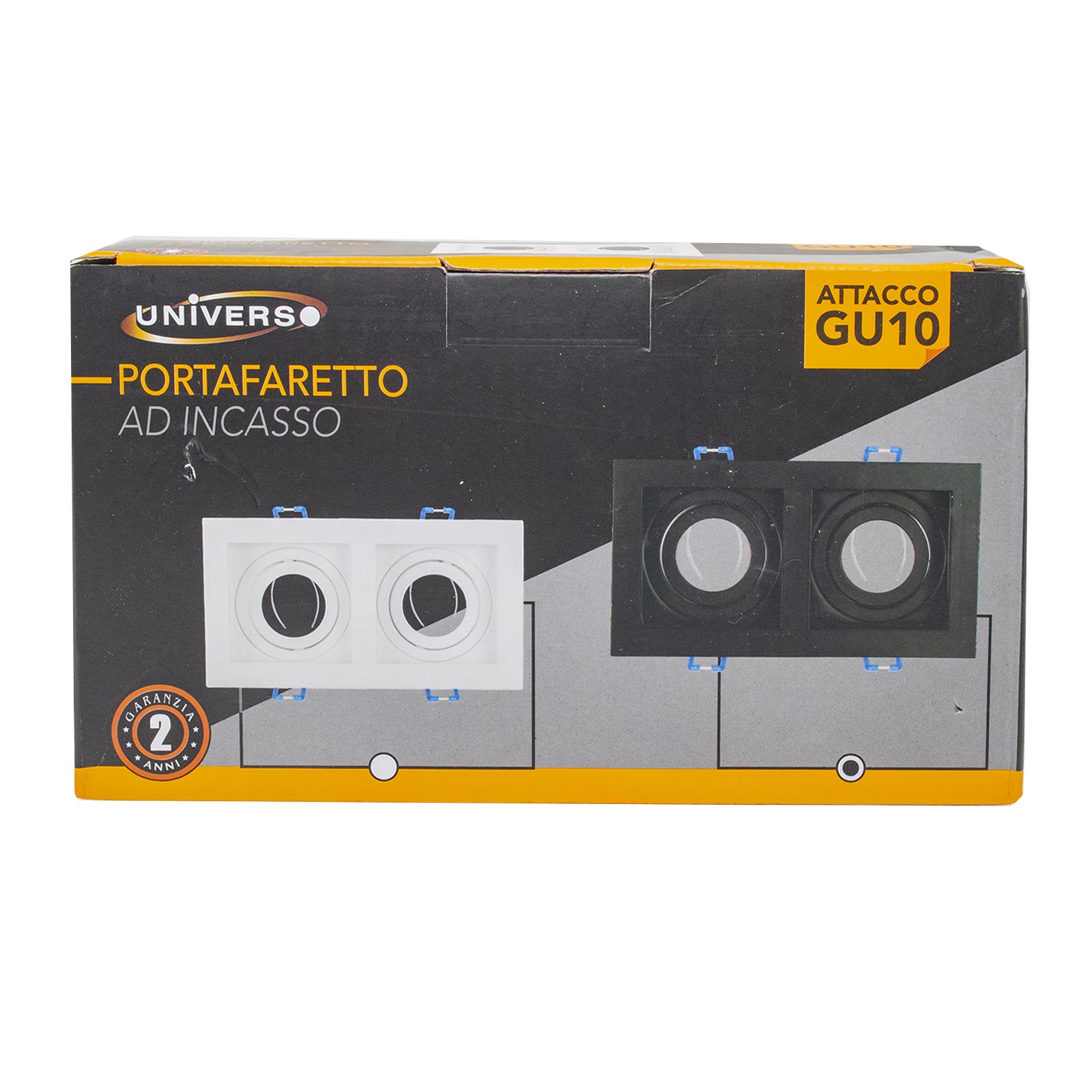 Spot encastré rectangulaire double lampe LED GU10 16W plafonnier 230V LUMIÈRE NOIRE 4000K - 6