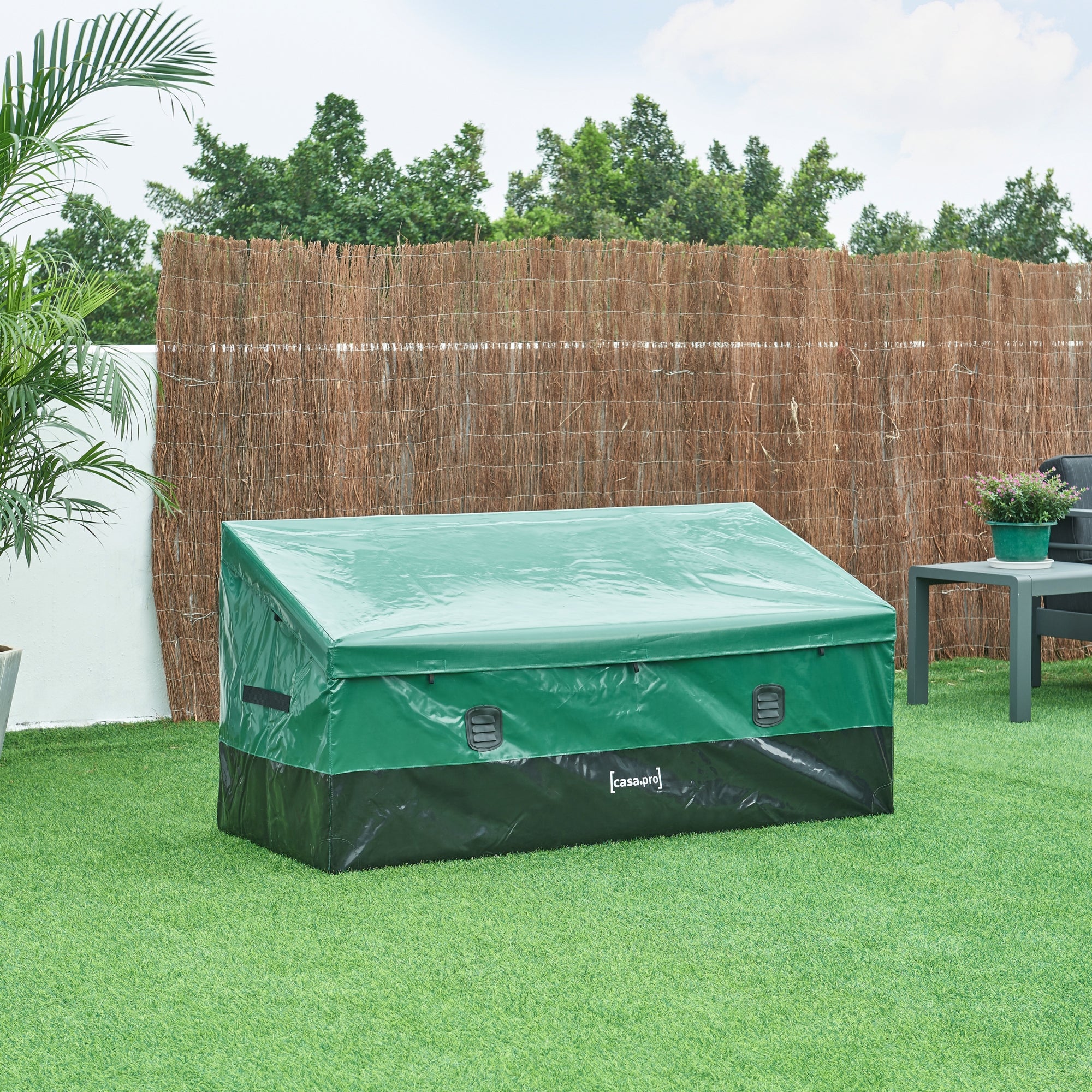 Caja de almacenamiento para exteriores Alanno de 560 L - Verde/Negro [casa.pro] - 2