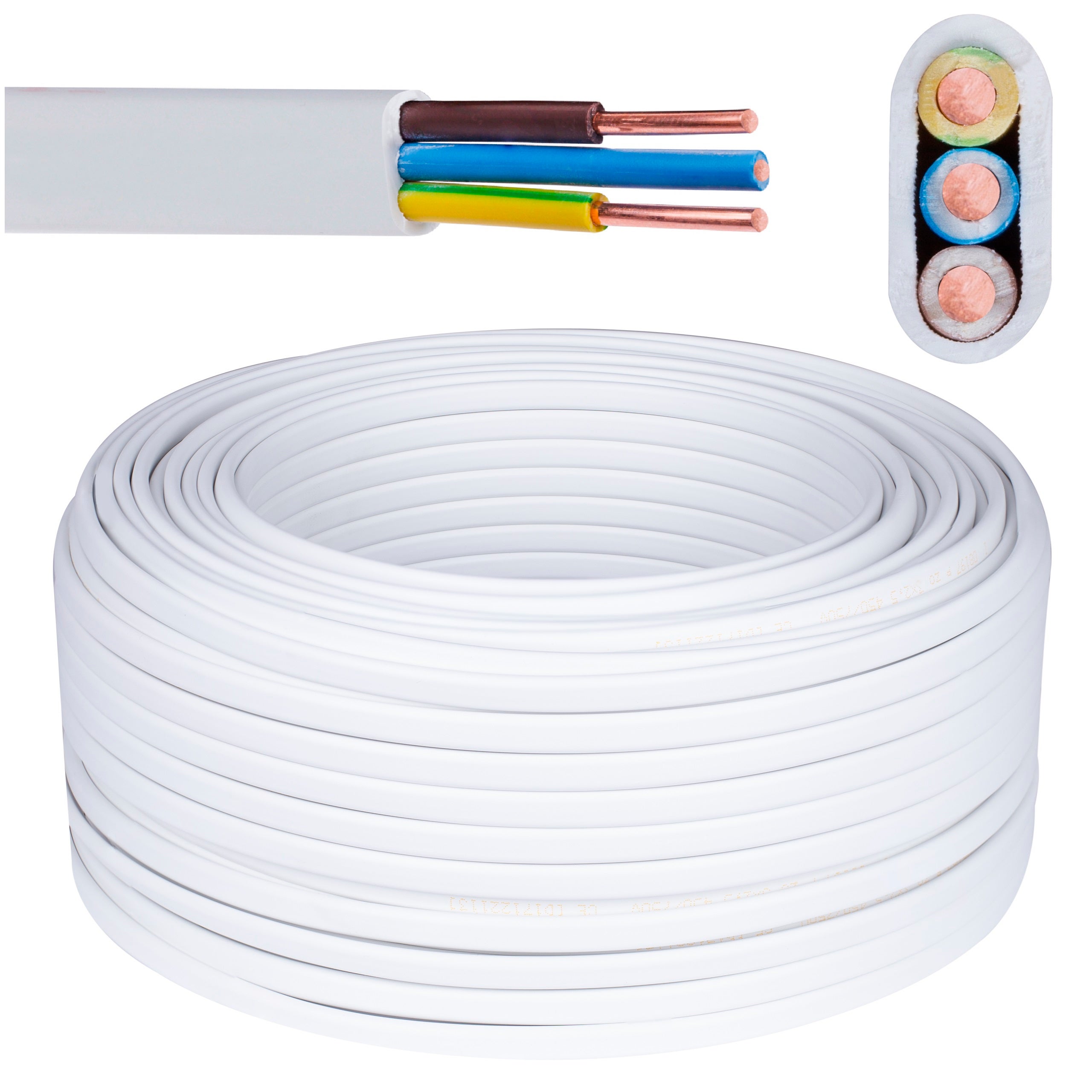 Przewód kabel instalacyjny YDYp 3x1,5mm2 450/750V płaski POLSKI KRĄŻEK 100m