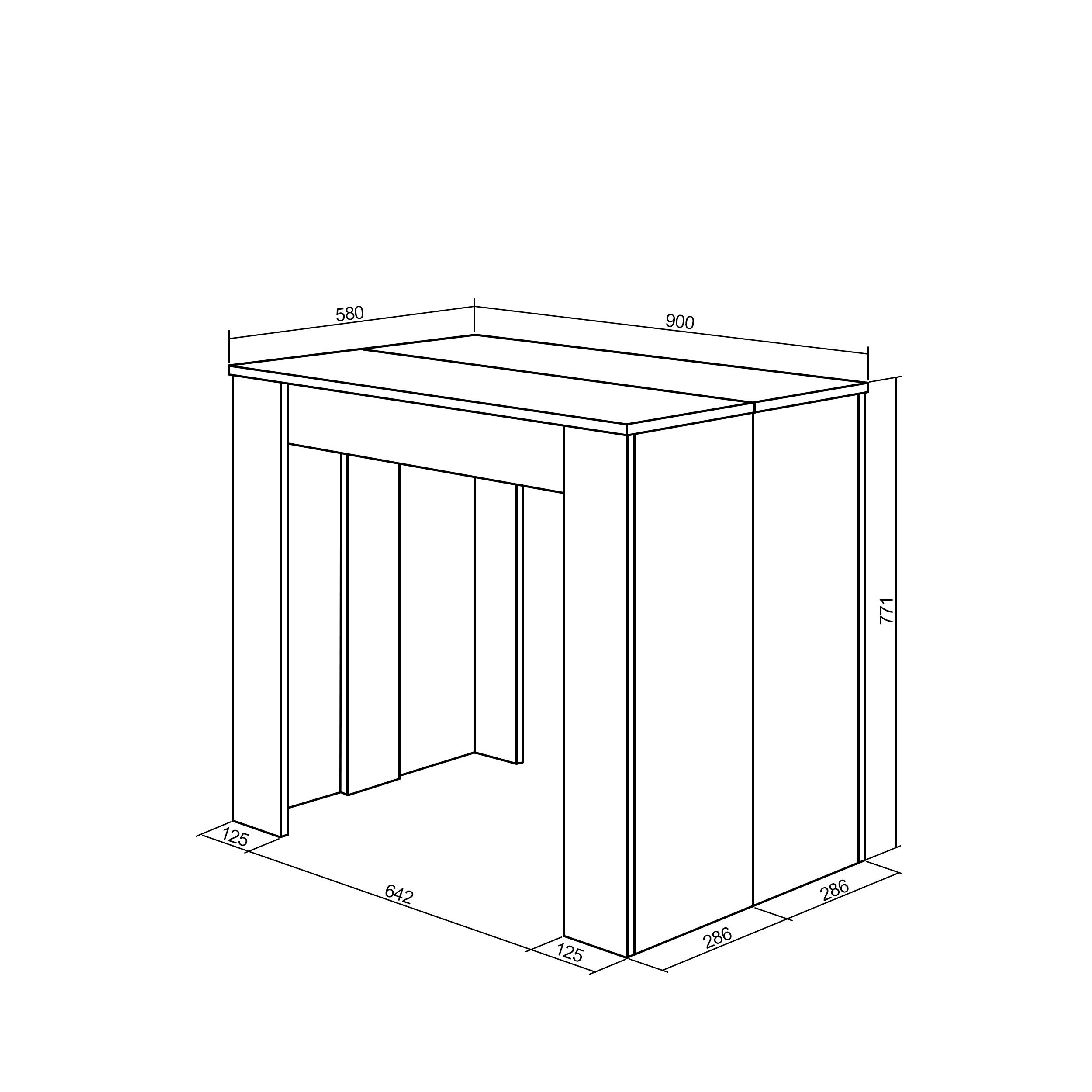 Mesa Consola extensible, 262x90x77cm, Para 12 comensales, Comedor y cocina, Blanco - 4