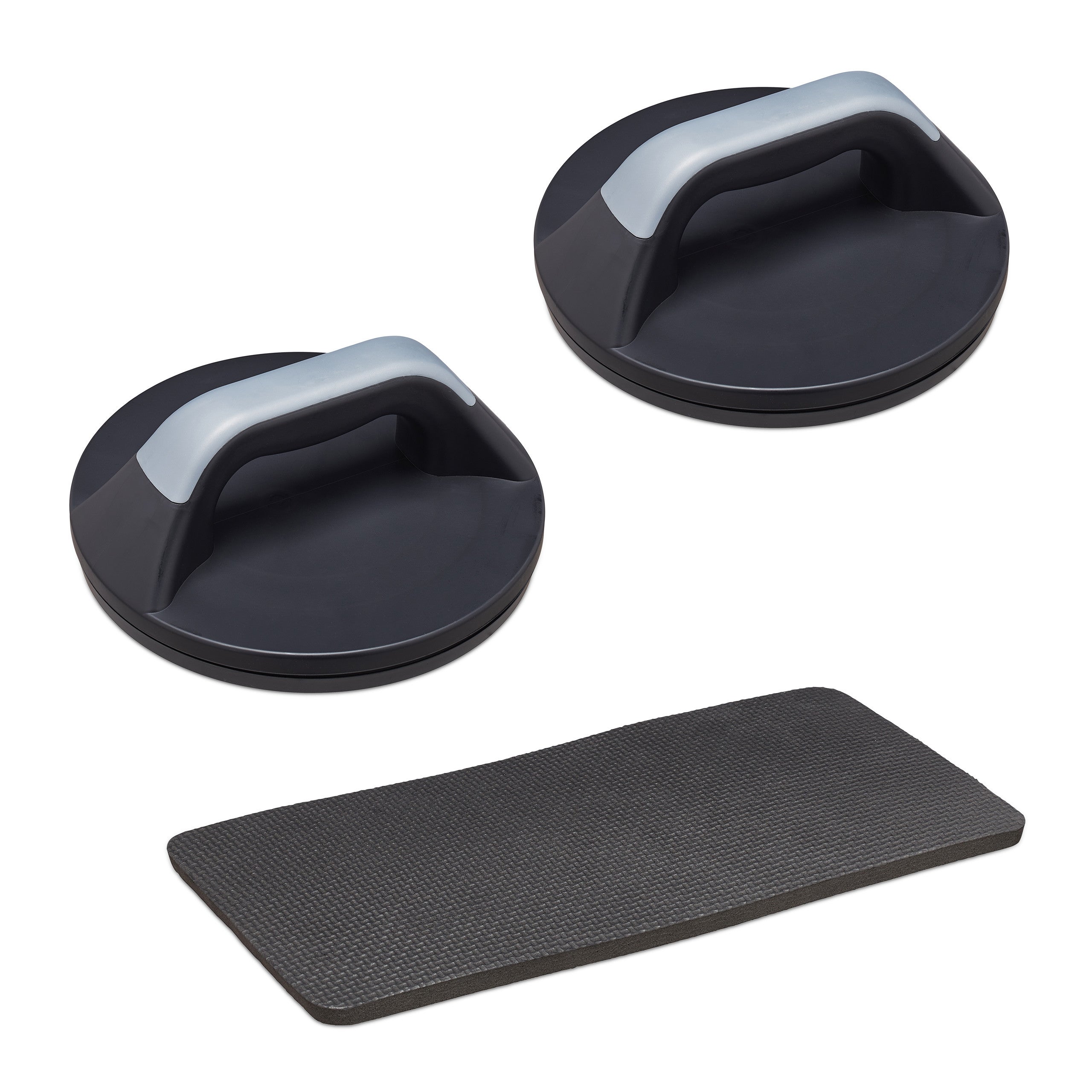 Relaxdays Maniglie Push Up Rotonde, Set 2 Manubri Fitness Girevoli e con Tappetino, Allenamento