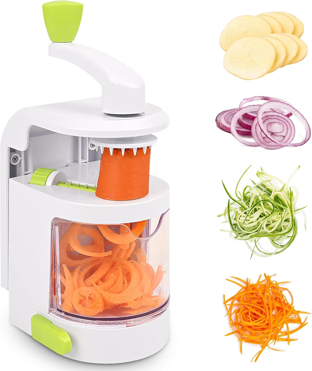 Spiraliseur Légumes 4 En 1 - Pour Courgettes, Carottes, Concombres | Lames Inox, Base Aspirée | Gaethra Spiraliseur 4 En 1 Pour Courgettes Carottes Concombres