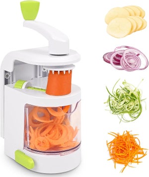 Spiralizzatore Di Verdure 4 In 1 Con Pelapatate E Spazzola – Crea Spaghetti Di Zucchina, Fettuccine E Nastri – Lame In Acciaio