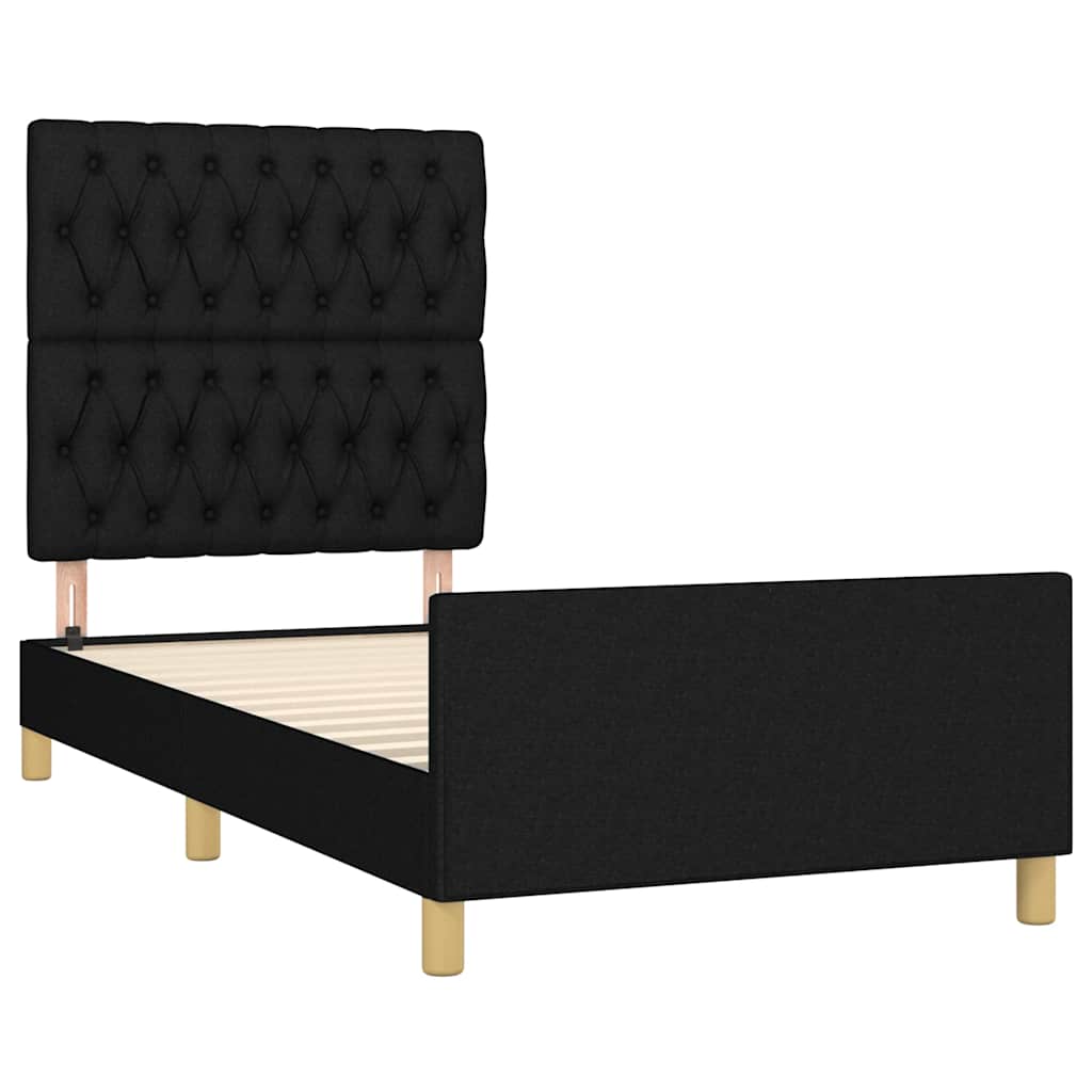 Cadre de lit sans matelas noir, tissu, pour la chambre, 100 × 200 cm - 4