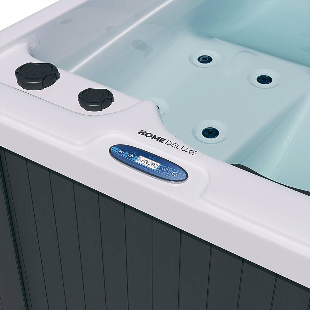 Home Deluxe - Jacuzzi d'extérieur HORIZON Plus - avec escalier et couverture thermique, env. 115 x 175 x 70 cm, chauffage et massage inclus I Jacuzzi - 2