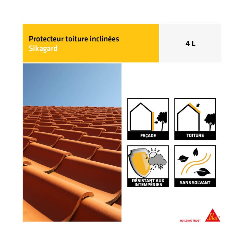 Peinture de protection SIKA Sikagard Protection Toiture inclinée - Transparent - 4L - 2