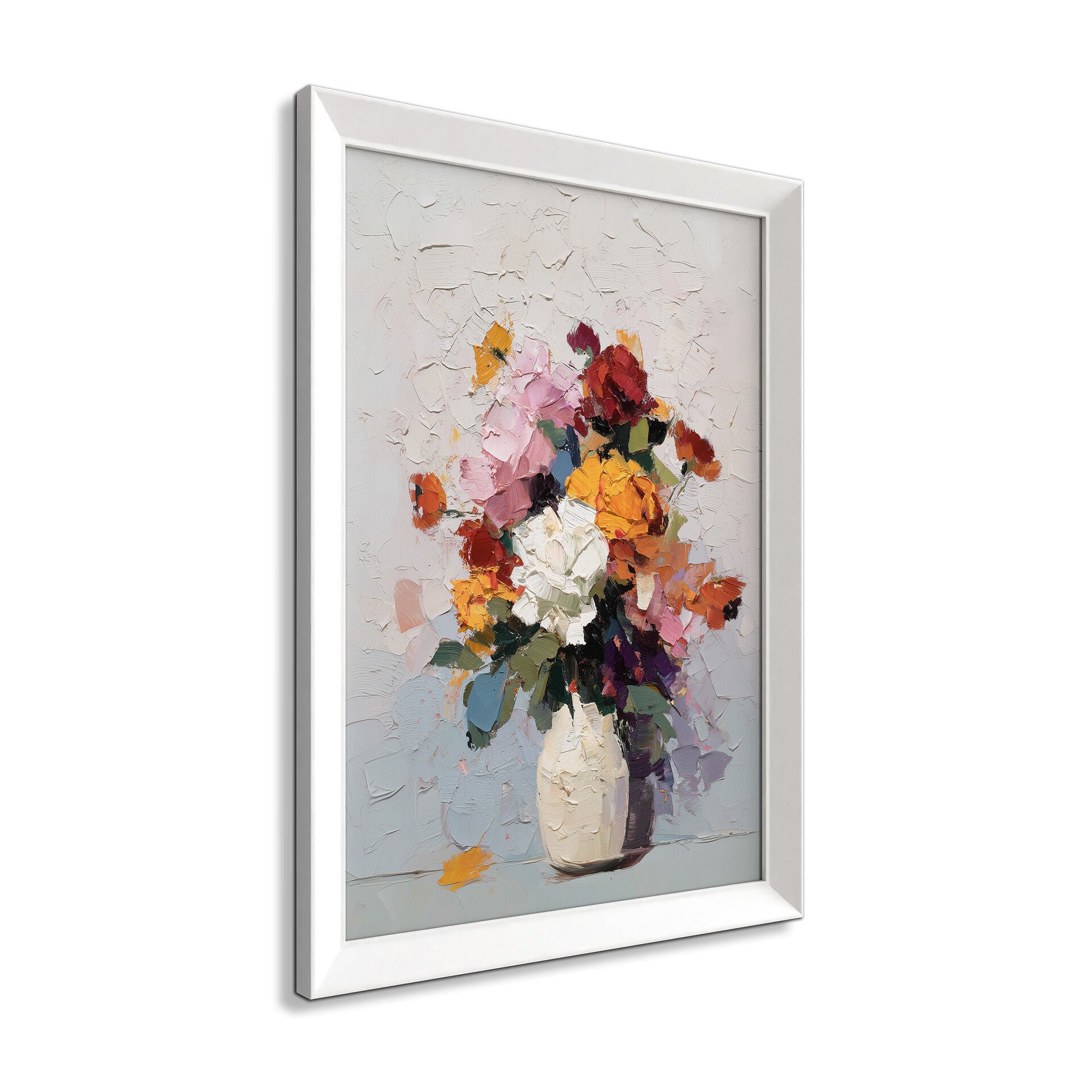 STYLER Tablou decorativ Paris Pic Vază albă 49 x 68 cm, decor modern de perete pentru living, dormitor, hol și birou