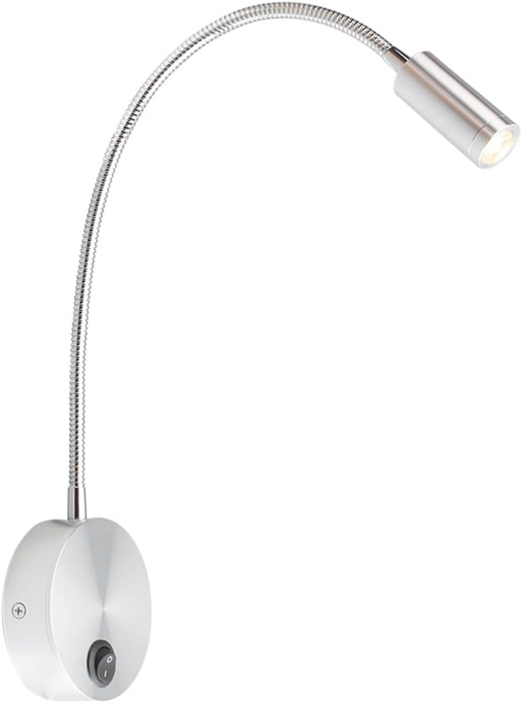 3W Lampa ścienna do czytania, aluminiowa lampa biurkowa z regulowaną elastyczną szyjką (srebrna)