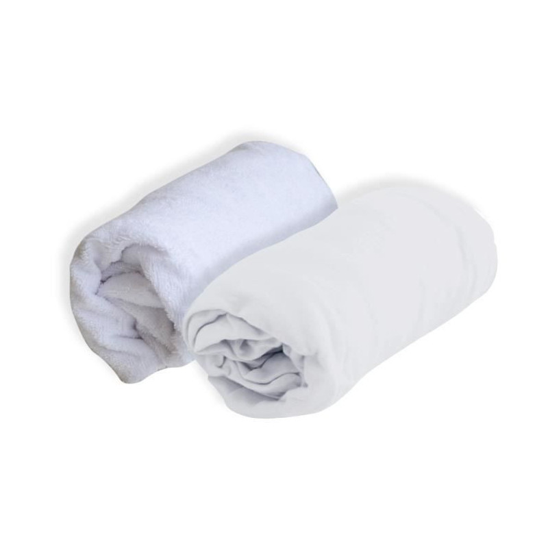 Juego de sábana bajera alese y blanco 60 x 120 cm poliuretano impermeable y transpirable