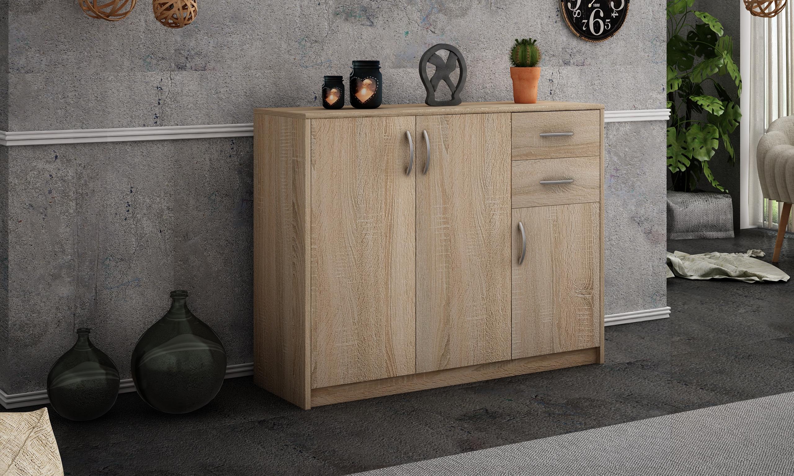 Komoda szafka 3D2S DĄB SONOMA 110cm szuflady regał - 4