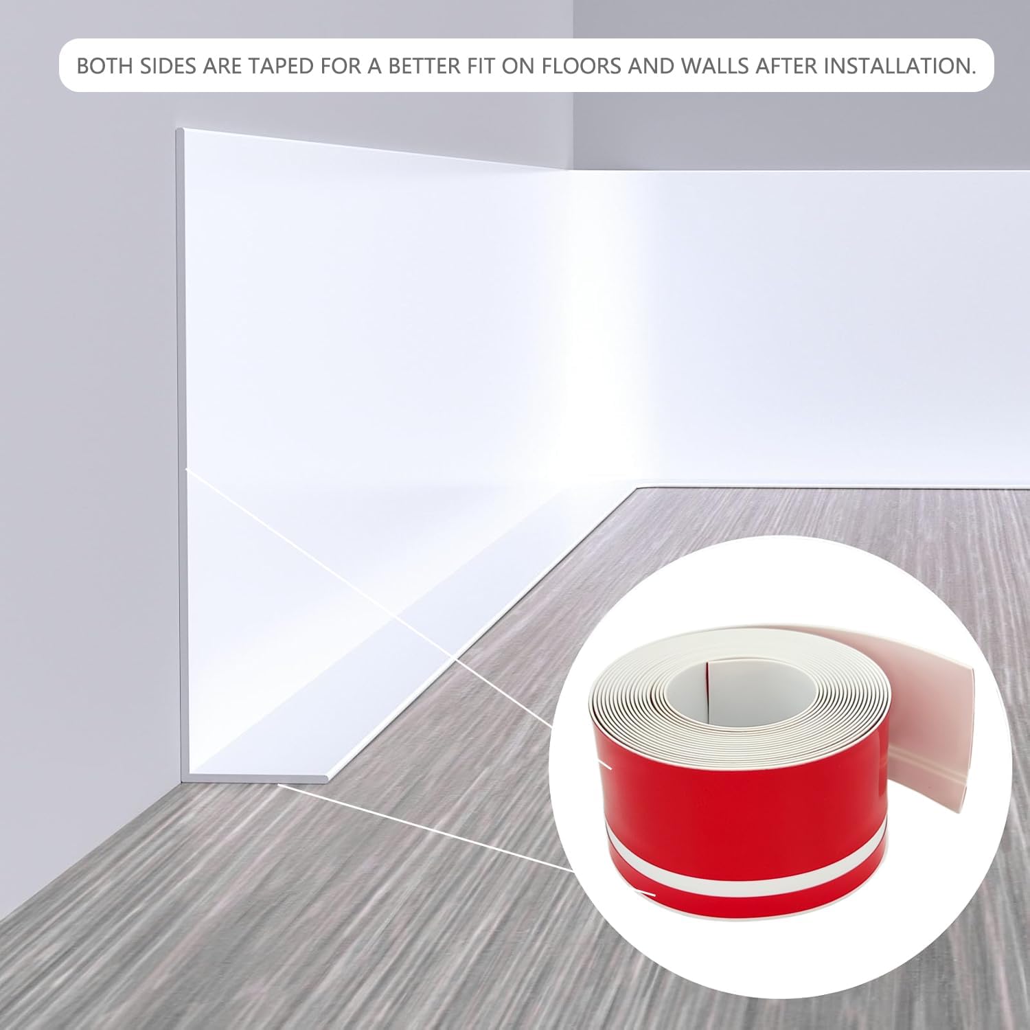 Plinthe murale flexible blanche PVC 60x20mm, autocollante, pliable, bande décorative sol 3m - 3