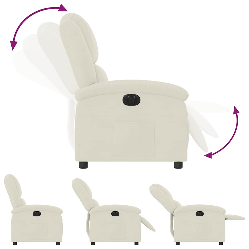 Fauteuil inclinable électrique Crème Velours - 7