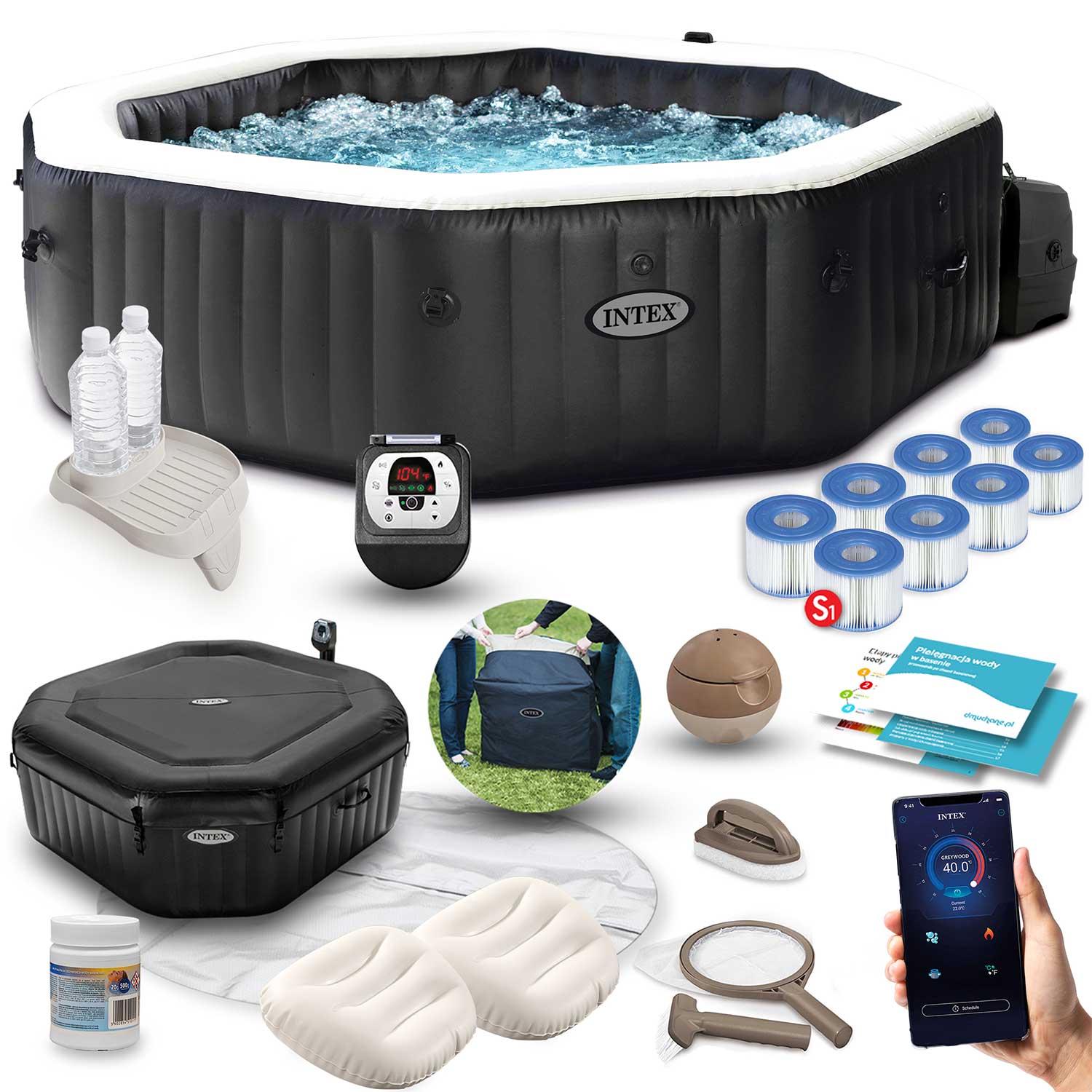 Spa dmuchane Intex PureSpa 6-osobowe hydromasaż zestaw 28462