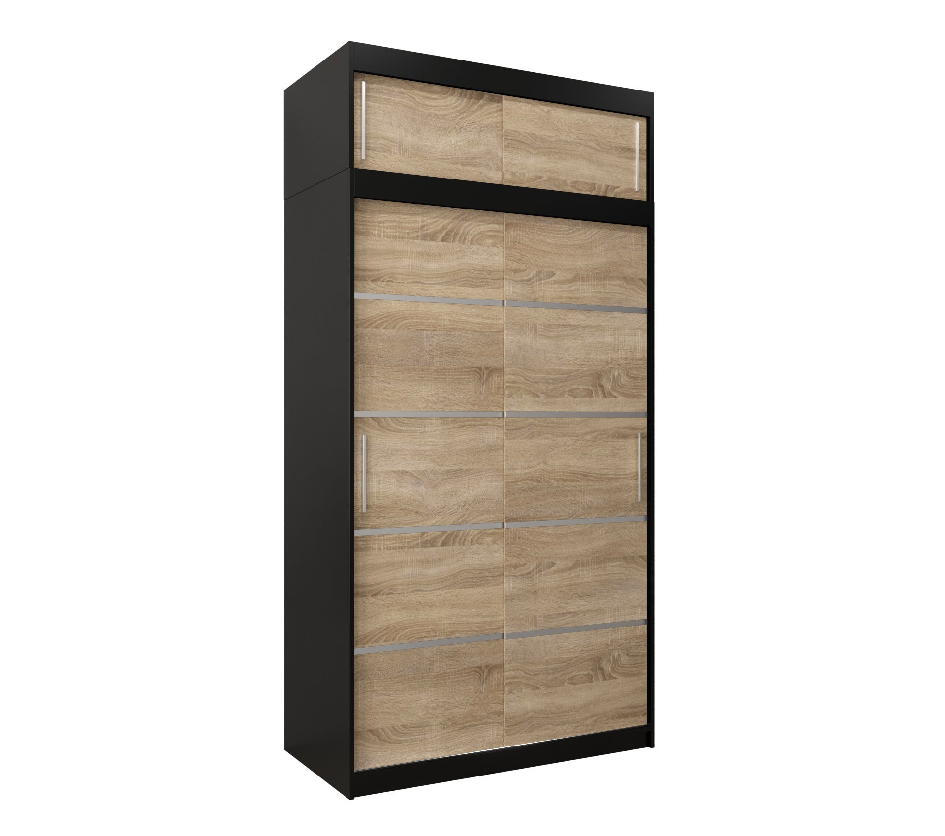 Szafa przesuwna z nadstawką garderoba Verona 1 120 x 62 x 240 cm Czarny + Sonoma - Abiks Meble