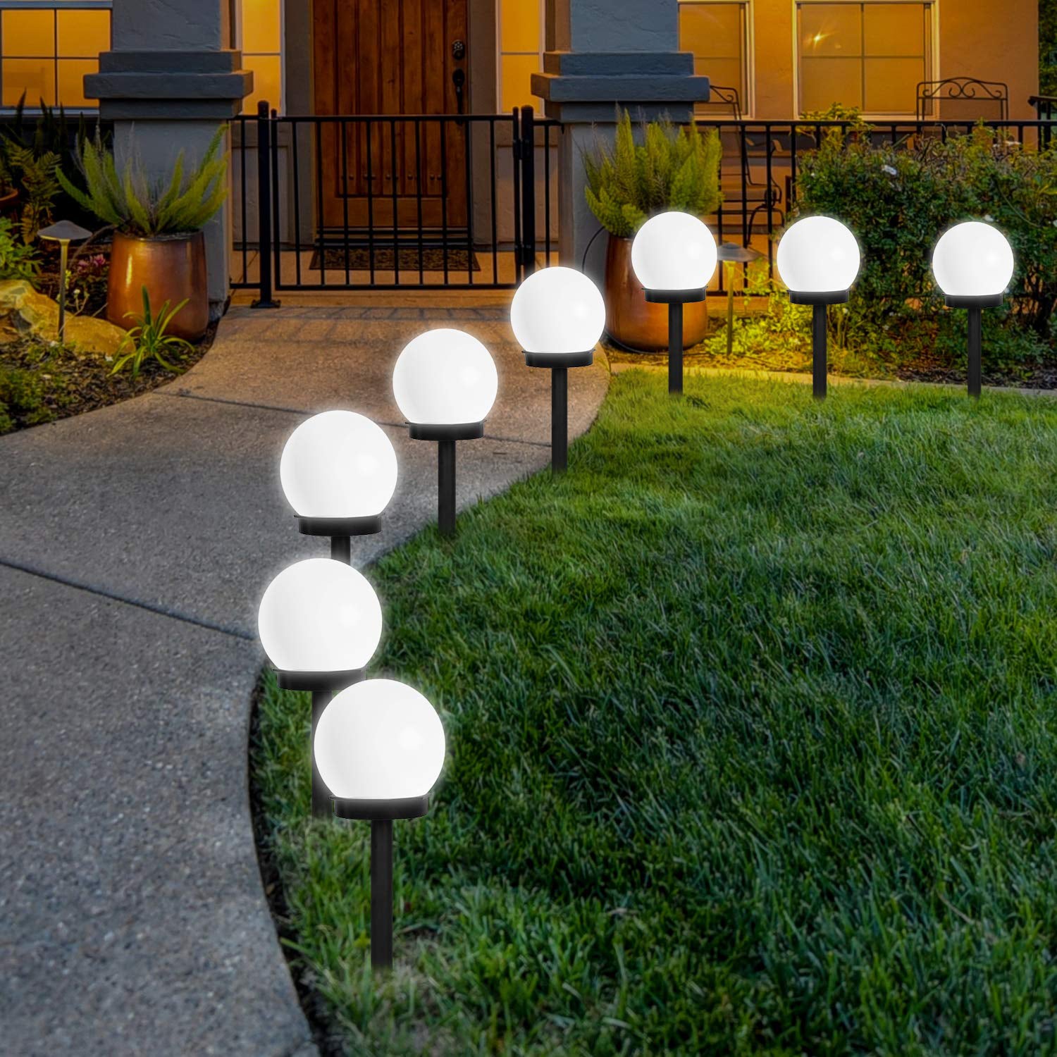 Lampa ogrodowa solarna LED kula 10cm 6000K zimna biel wbijana IP44 MasterLED - 3