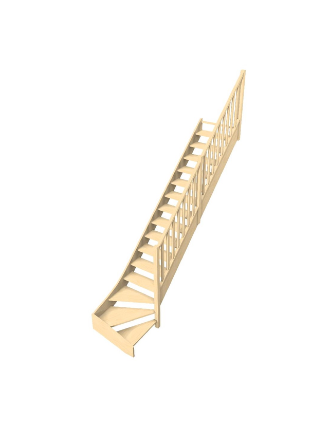 Escalier Quart Tournant Bas Sapin - Economique & Durable - Bas à Droite Sans Contremarche H Sol Sol 280 Cm