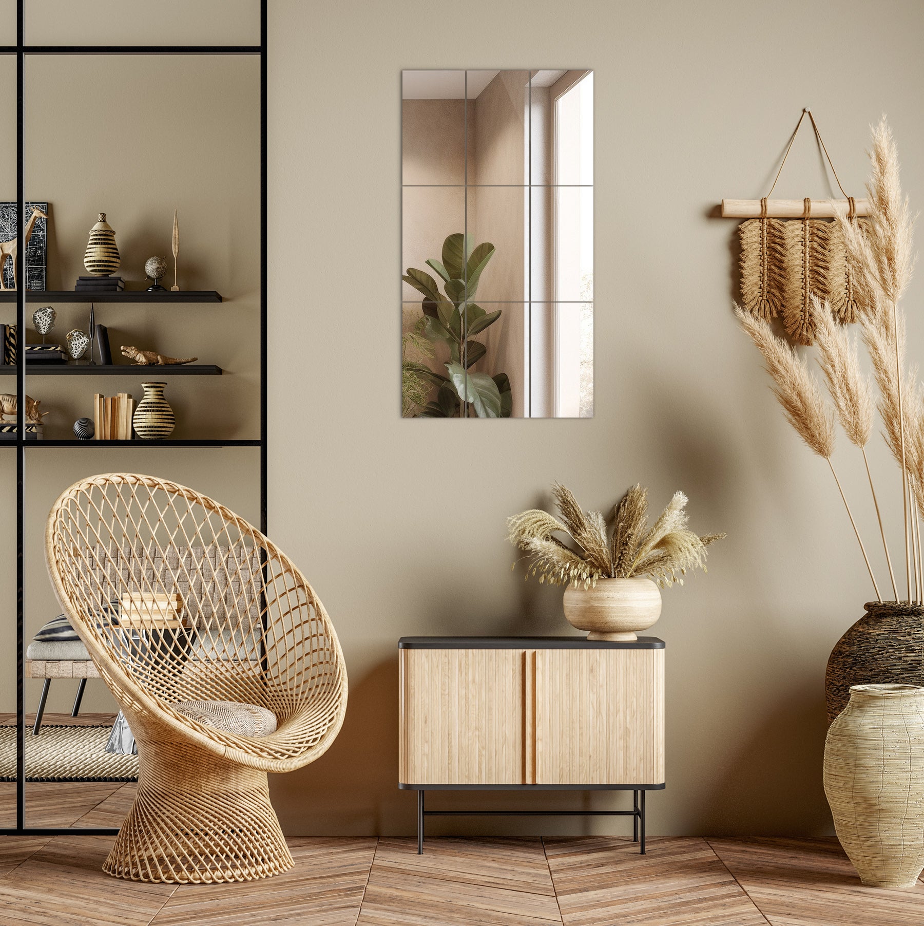 Lot de 6 Carreaux Miroir Autocollants 30x16 cm - Faciles à Appliquer, Effet Miroir - 6