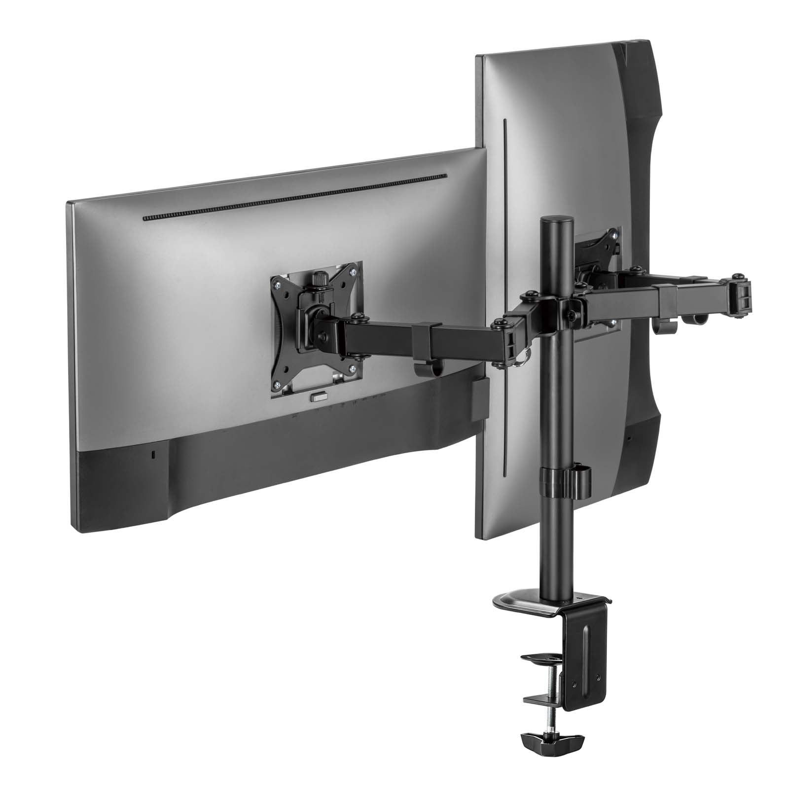 Support 2 Écrans Jusqu'à 32 Pouces 2x Ordinateur 9 Kg Ressort à gaz Fixation de table VESA 75/100 PC Bras Articulé Porte-Ordi Inclinaison… Wiltec - 3