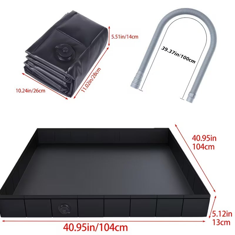 Receveur De Douche Portable Pliable 80x80 Cm – PVC Antidérapant Avec Tuyau De Vidange, Idéal Pour Camping-Car Et Extérieur (Noir)