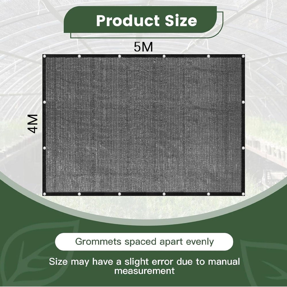 Rede de sombra com ilhós - 4 m x 5 m - Rede de malha resistente a raios UV para plantas de jardim, guarda-sol externo - com corda de 4 m - 4
