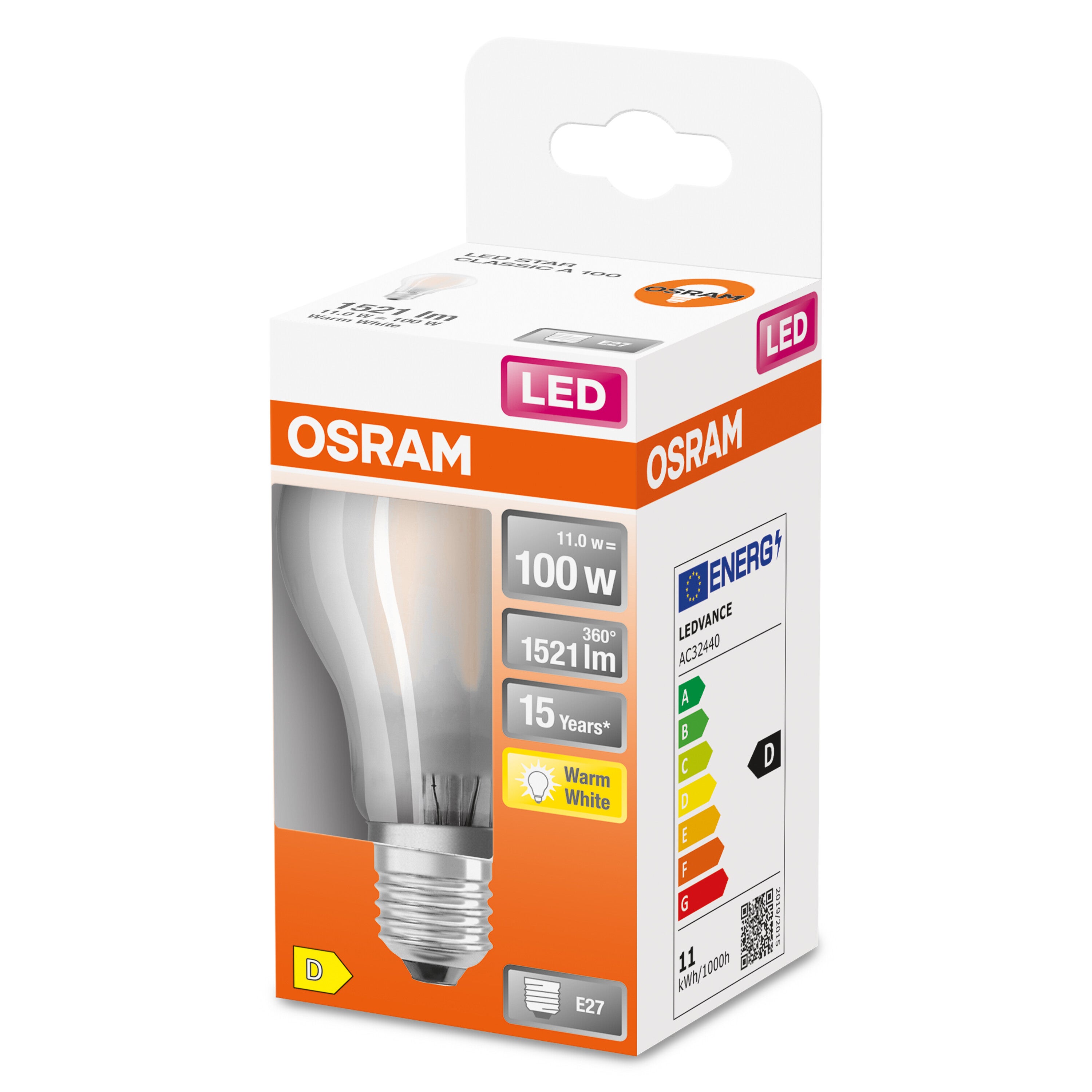 OSRAM Ampoule LED - E27 - Warm White - 2700 K - 10 W - remplacement pour 100-W-Incandescent bulb - LED Retrofit CLASSIC A - 2