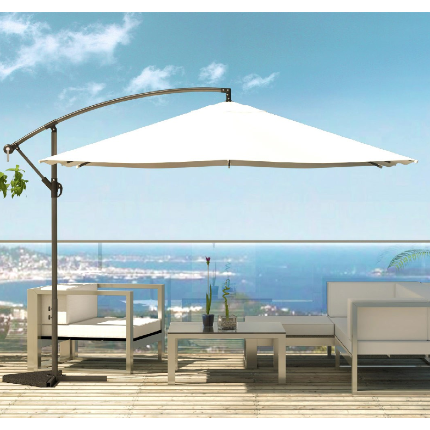 Parasol ecru déporté carré 3 x 3 m SOLENZARA - 4
