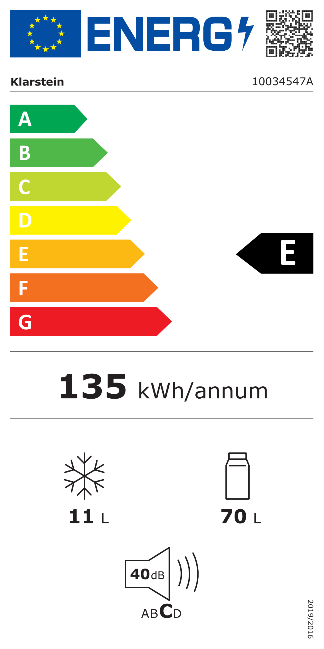KLARSTEIN Cool Cousin combiné réfrigérateur-congélateur 70/11 litres 40 dB Noir - 10