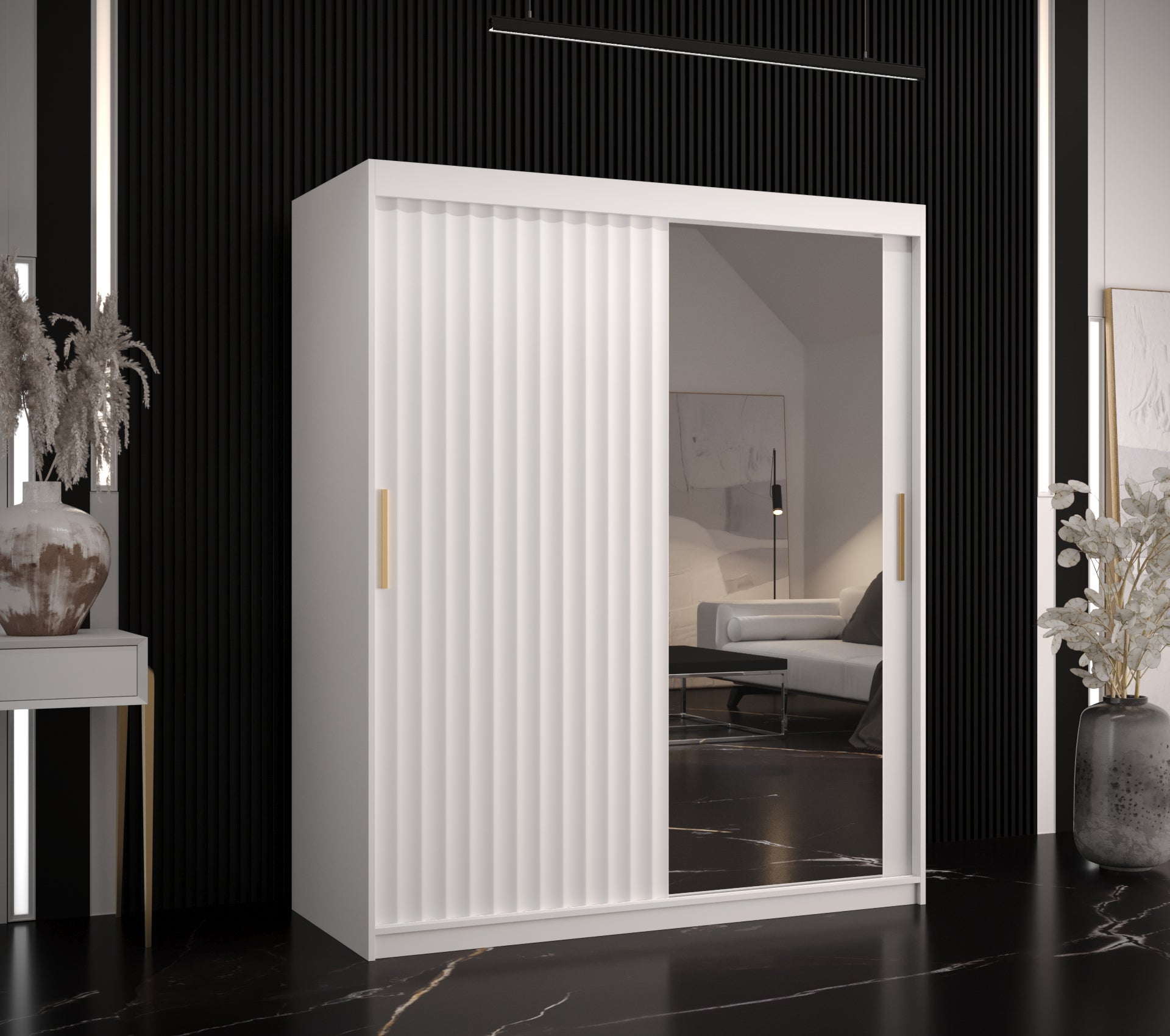 Szafa przesuwna garderoba RIFLO WAVE 2 150 x 62 x 200 cm Biały - Abiks Meble - 2