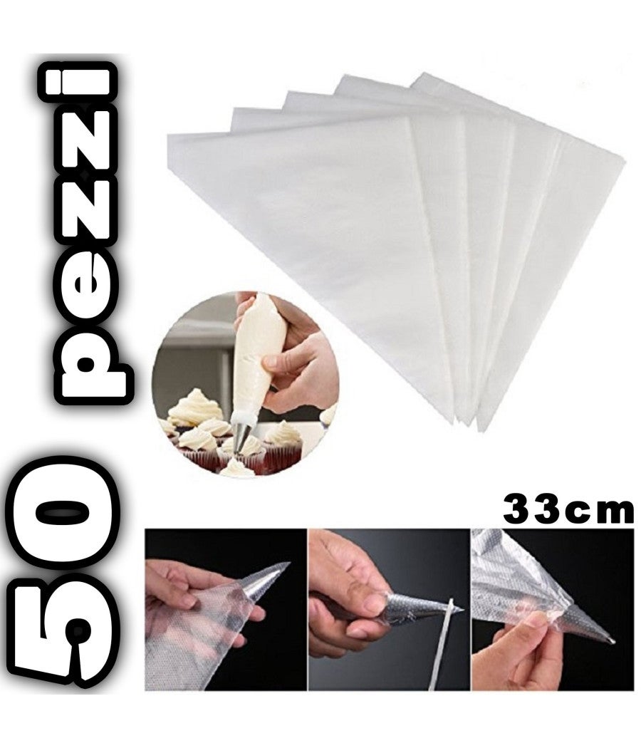 Trade Shop - Set 50 Saccapoche Monouso Sacca Per Pasticcere Sac A Poche Cake Design Da 33cm - - 2