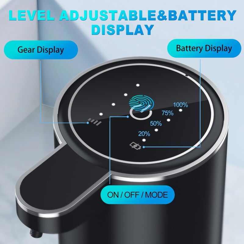 Distributeur automatique de savon liquide, 380 ml, montage mural, 4 niveaux réglables, chargement USB, avec détecteur de mouvement infrarouge - 2