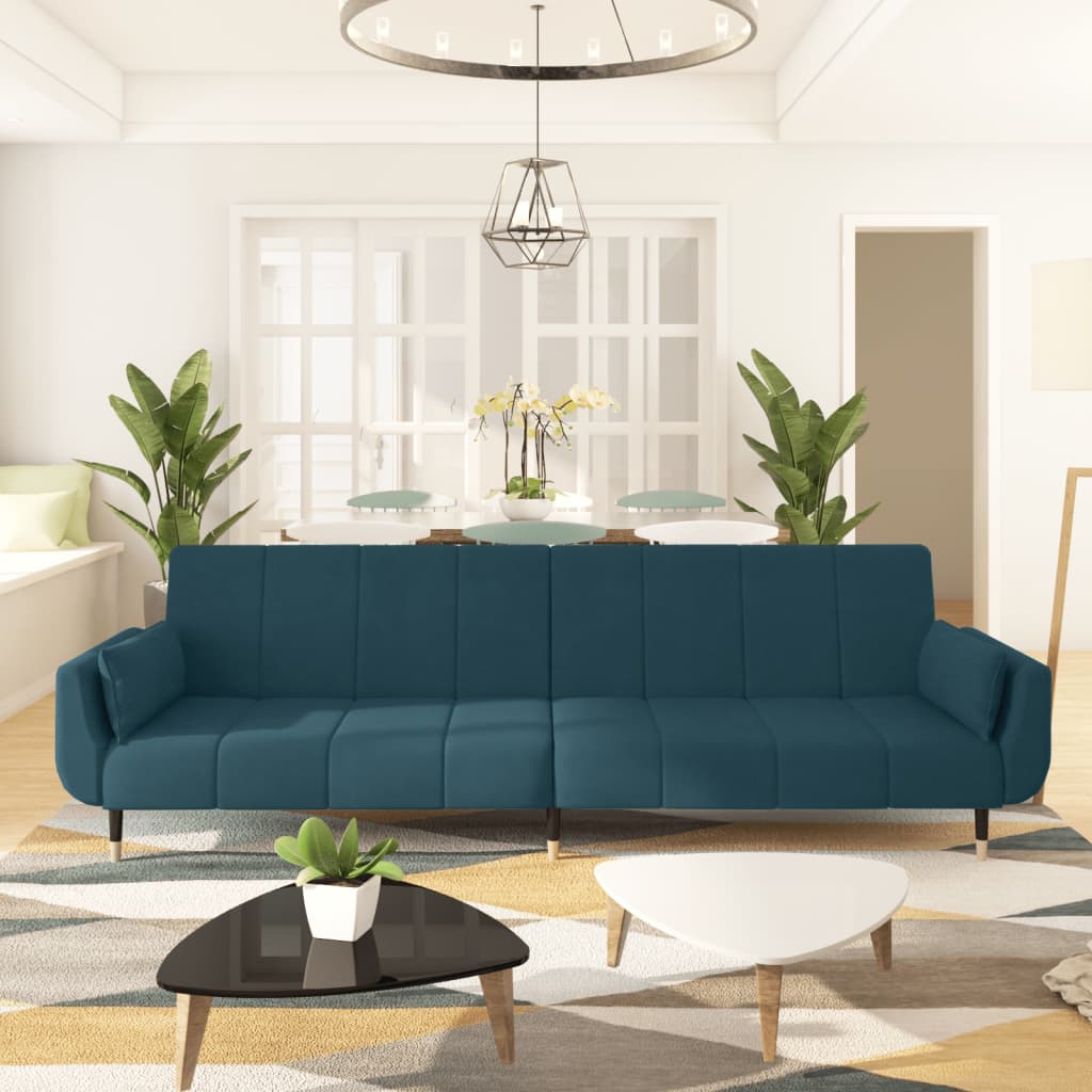 Canapé Chesterfield Velours 2 Places Altesse Bleu foncé