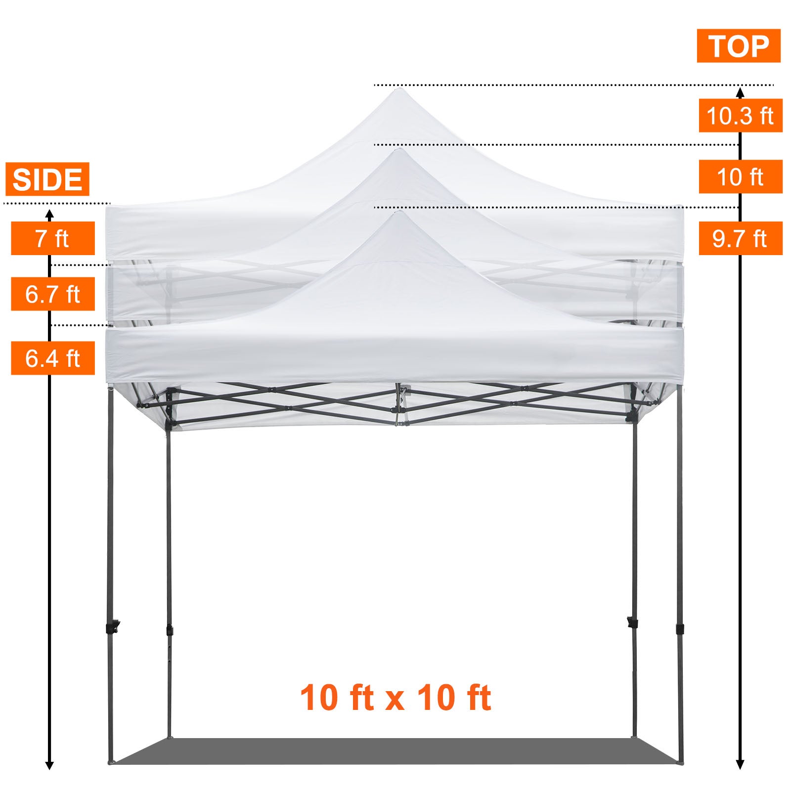 Tente à baldaquin pop-up 10x10 FT,SucceBuy gazebo extérieur avec parois amovibles,résistant aux UV,imperméable,abri instantané,blanc - 2