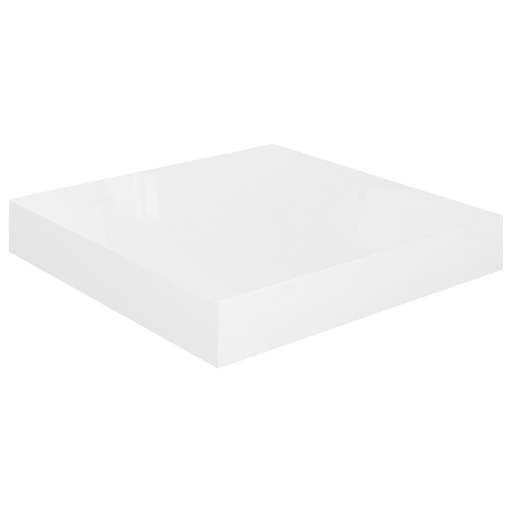 Półka ścienna wisząca z błyszczącej białej płyty MDF, 23x23,5x3,8 cm- COMFORTXL