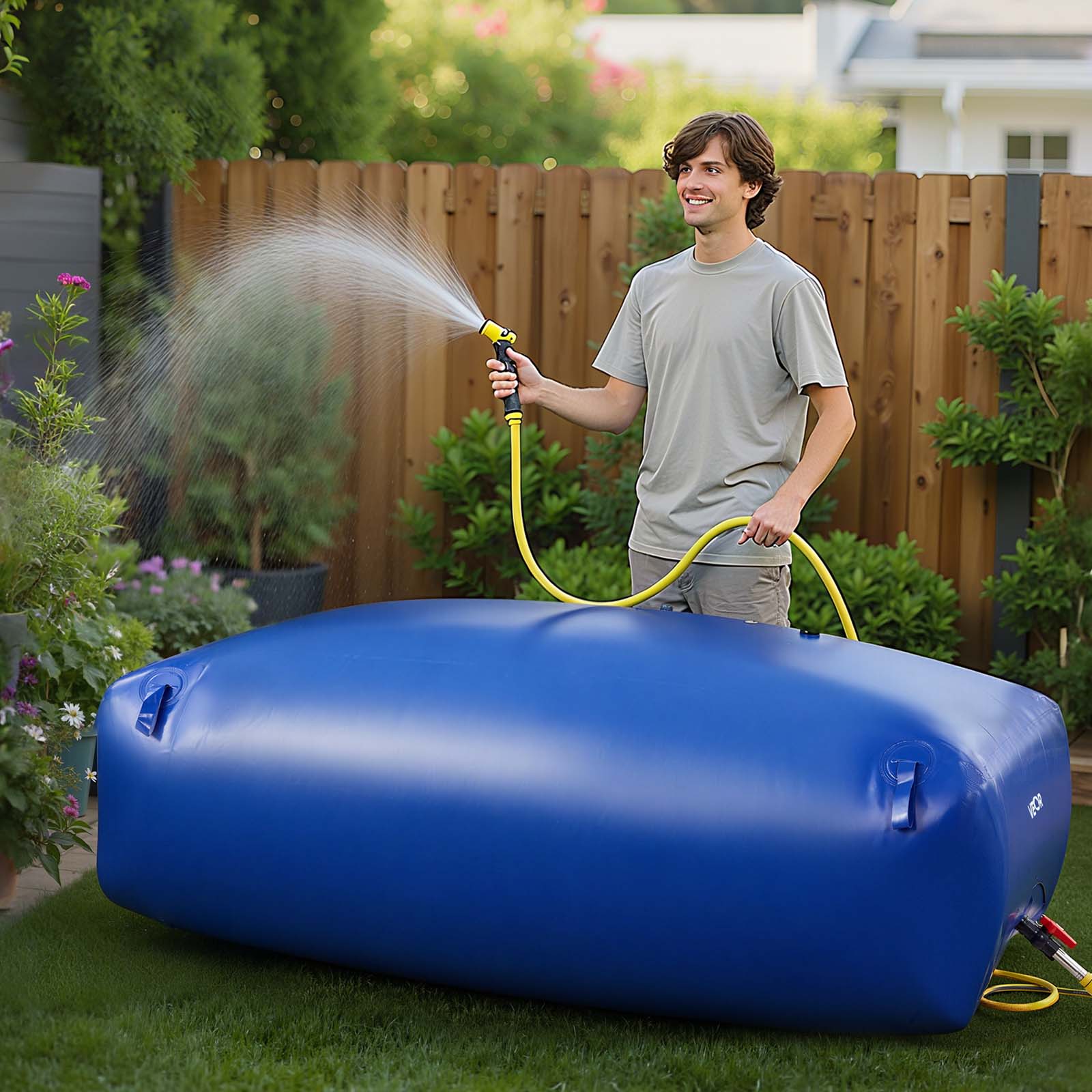 Tanque de Água Flexível VEVOR 1000 L, Bolsa Dobrável em PVC, Grande Capacidade, p/ Jardim, Campismo, Exterior & Emergência, Azul - 8