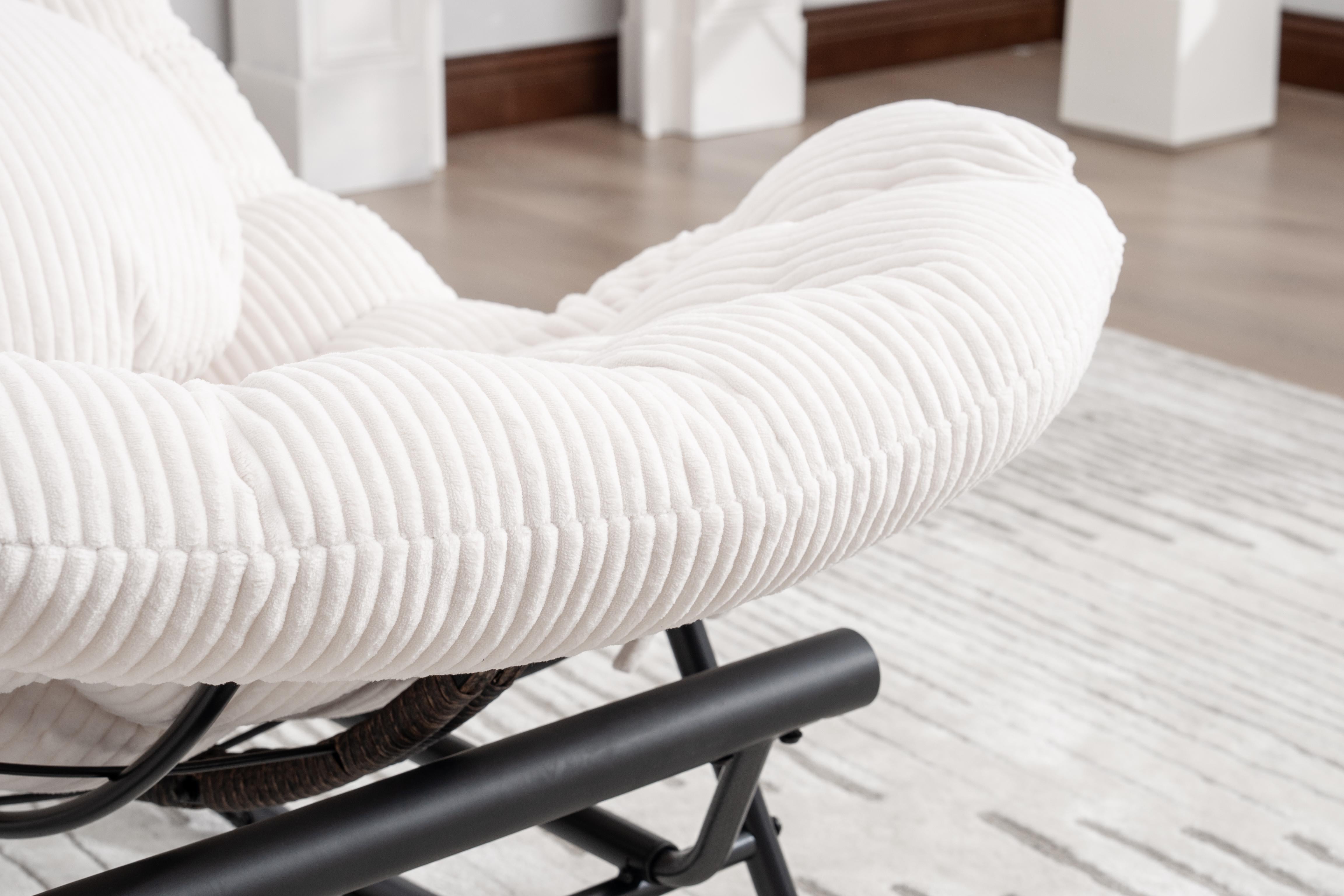 Rockingchair avec Repose-Pieds Rétractable - Siège Large et Coussin Offert - 115kg - Pour Jardin, Terrasse, Salon - Cocon Pro - 6