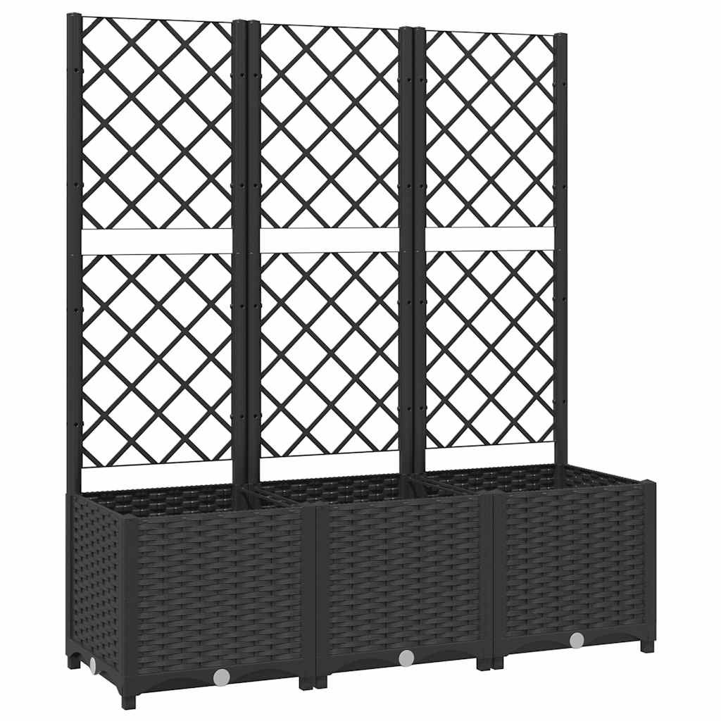 vidaXL Jardinière de jardin avec treillis Noir 120 x 40 x 136 cm PP - 2